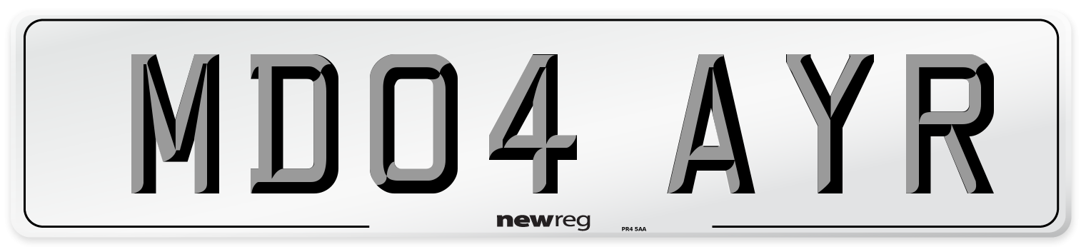 MD04 AYR Number Plate from New Reg